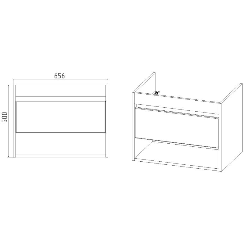 Тумба под раковину Viant Бостон 70 см, подвесная, цвет белый, дуб вотан, VBOS70CO-T1YP