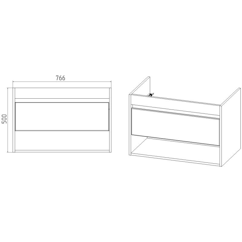 Тумба под раковину Viant Бостон 80 см, подвесная, цвет белый, дуб вотан, VBOS80CO-T1YP