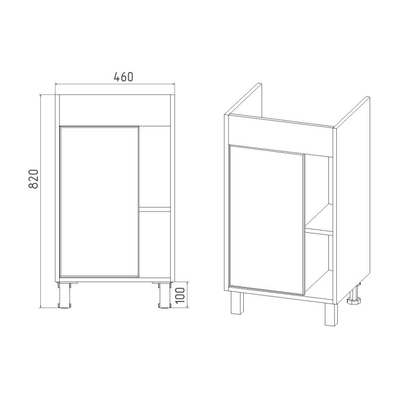 Тумба под раковину Viant Бостон 50 см, напольная, цвет графит, дуб вотан, VBOS50COG-T1ST