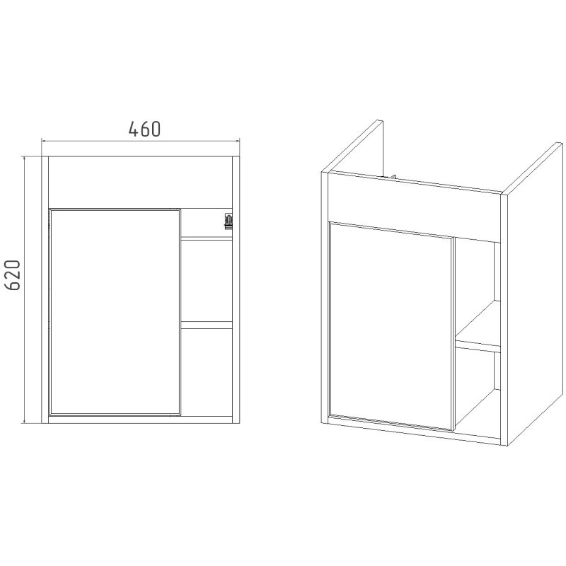Тумба под раковину Viant Бостон 50 см, подвесная, цвет графит, дуб вотан, VBOS50COG-T1STP