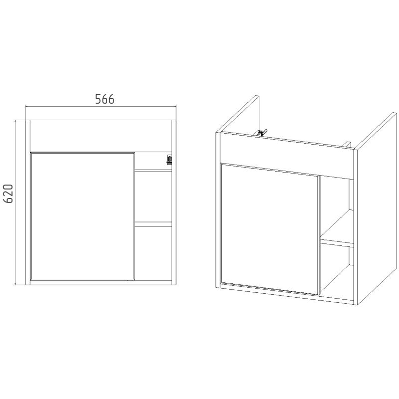 Тумба под раковину Viant Бостон 60 см, подвесная, цвет графит, дуб вотан, VBOS60COG-T1STP