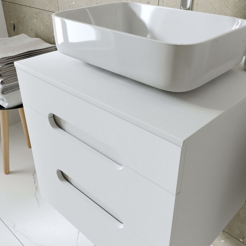 Тумба под раковину Viant Марсель 57.4 см, подвесная, со столешницей, цвет белый, VMAR57N-T2YP