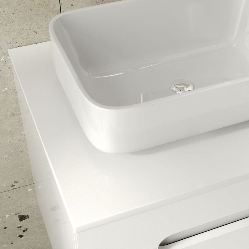 Тумба под раковину Viant Марсель 66.4 см, подвесная, со столешницей, цвет белый, VMAR66N-T2YP