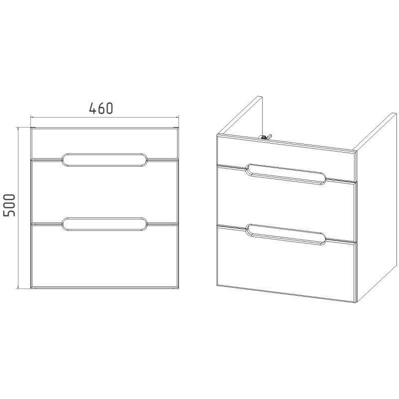 Тумба под раковину Viant Марсель 50 см, подвесная, цвет белый, VMAR50CO-T2YP