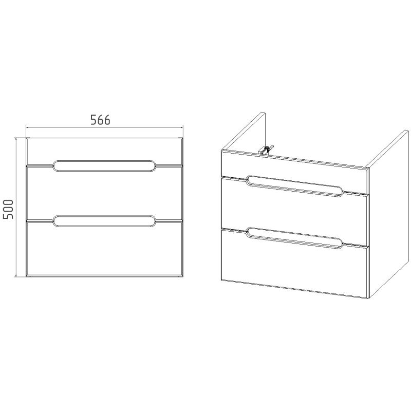 Тумба под раковину Viant Марсель 60 см, подвесная, цвет белый, VMAR60CO-T2YP