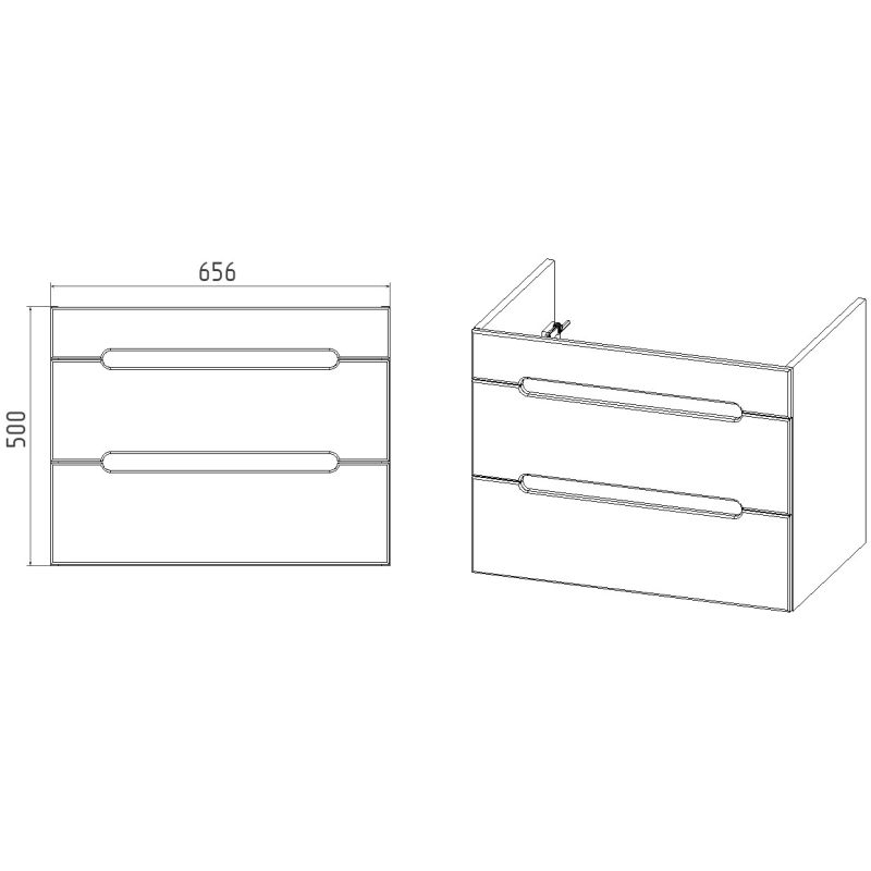 Тумба под раковину Viant Марсель 70 см, подвесная, цвет белый, VMAR70CO-T2YP