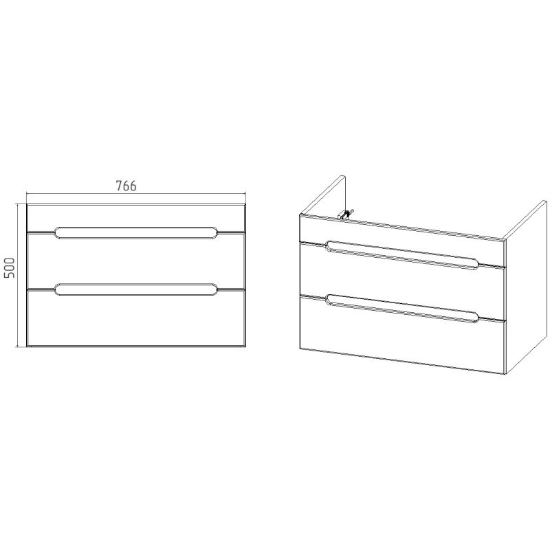 Тумба под раковину Viant Марсель 80 см, подвесная, цвет белый, VMAR80CO-T2YP