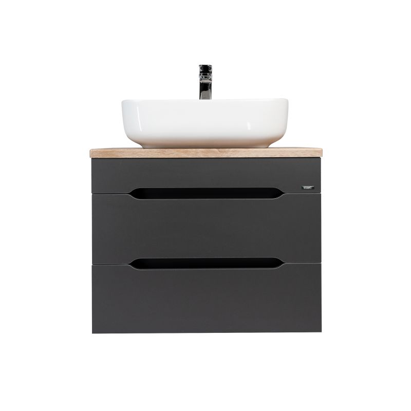 Тумба под раковину Viant Марсель 57.4 см, подвесная, со столешницей, цвет графит, VMAR57NG-T2YP