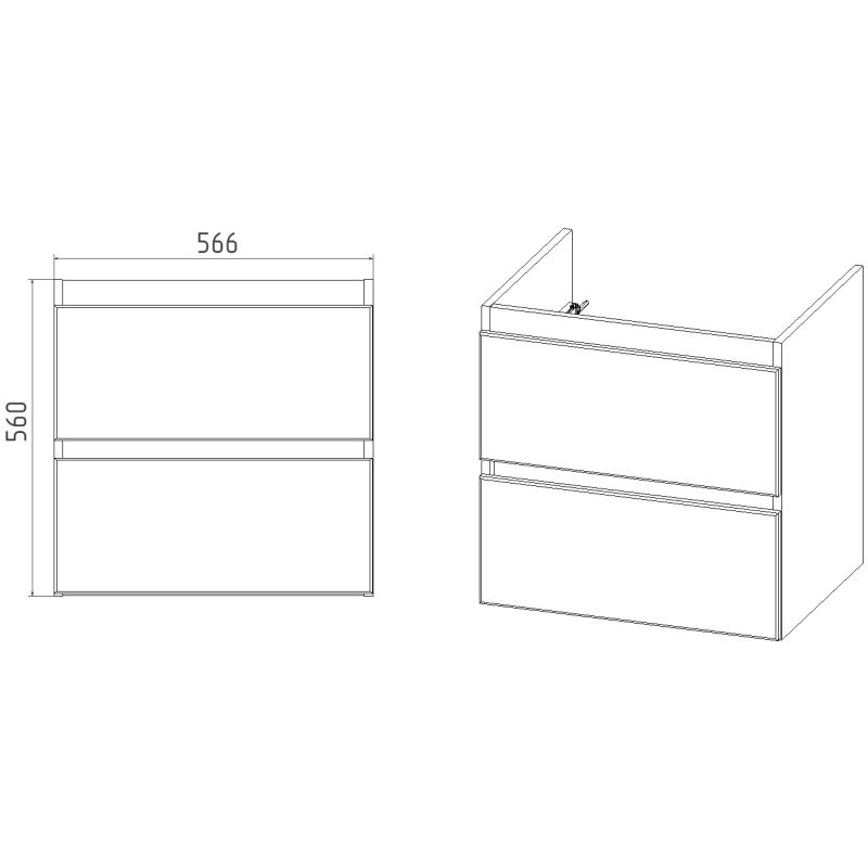 Тумба под раковину Viant Мальта 60 см, подвесная, цвет белый, дуб вотан, VMAL60CO-T2YP