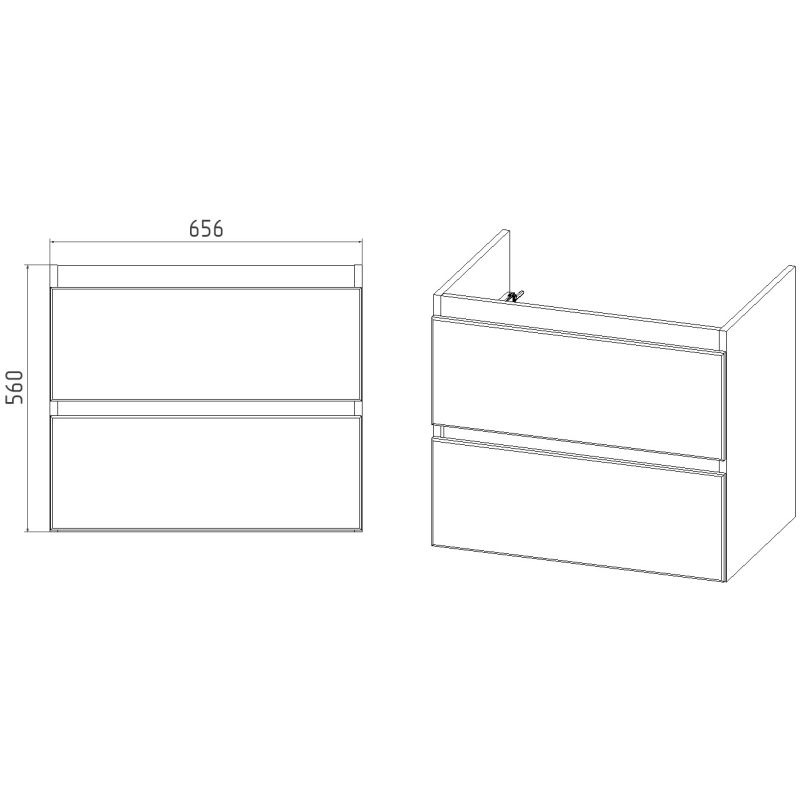 Тумба под раковину Viant Мальта 70 см, подвесная, цвет белый, дуб вотан, VMAL70CO-T2YP