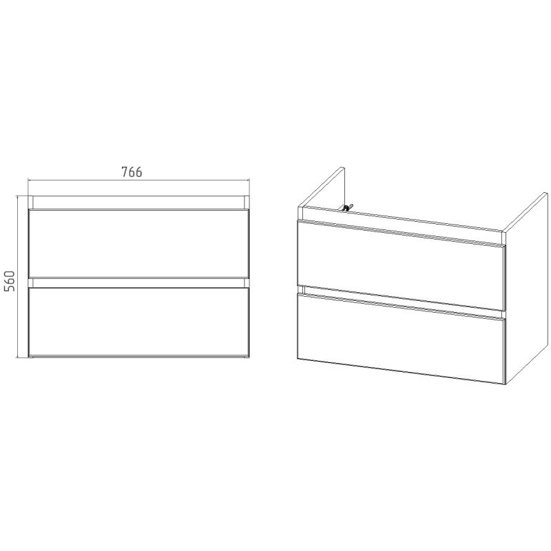 Тумба под раковину Viant Мальта 80 см, подвесная, цвет белый, дуб вотан, VMAL80CO-T2YP