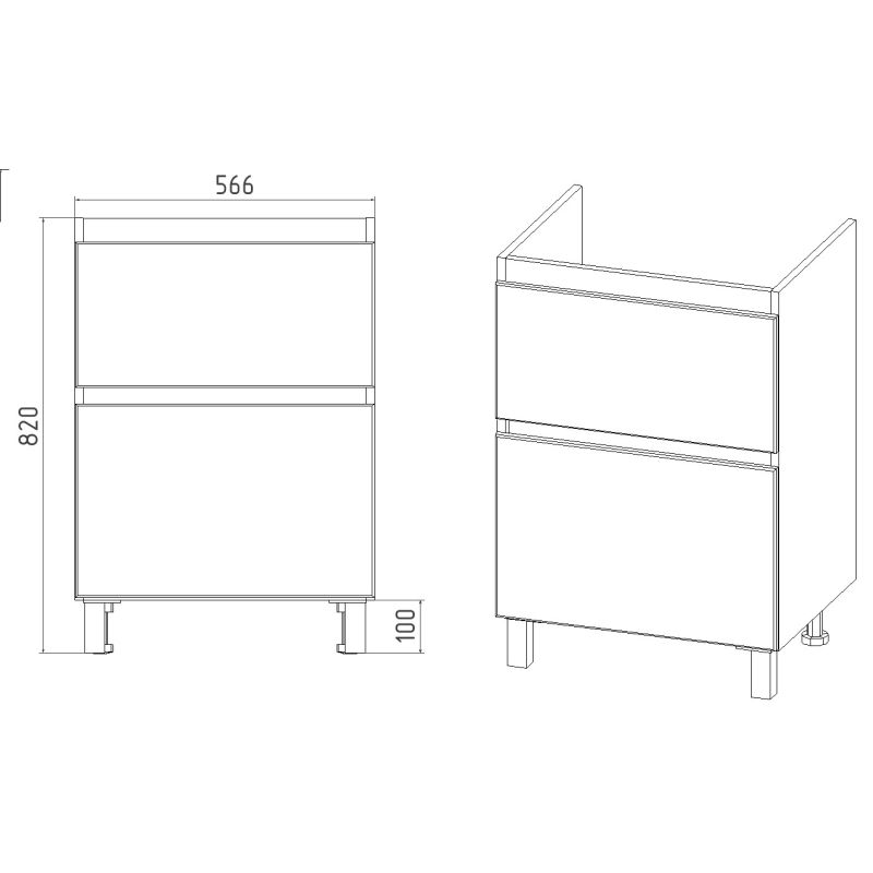 Тумба под раковину Viant Мальта 60 см, напольная, цвет белый, дуб вотан, VMAL60CO-T2Y