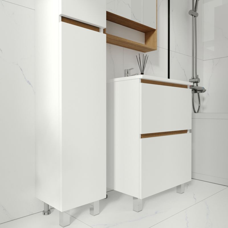 Тумба под раковину Viant Мальта 60 см, напольная, цвет белый, дуб вотан, VMAL60CO-T2Y