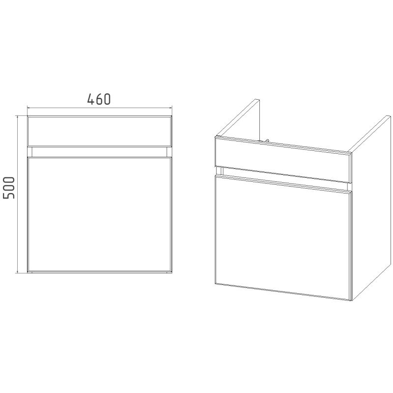 Тумба под раковину Viant Мальта 50 см, подвесная, цвет белый, дуб вотан, VMAL50CO-T1YP