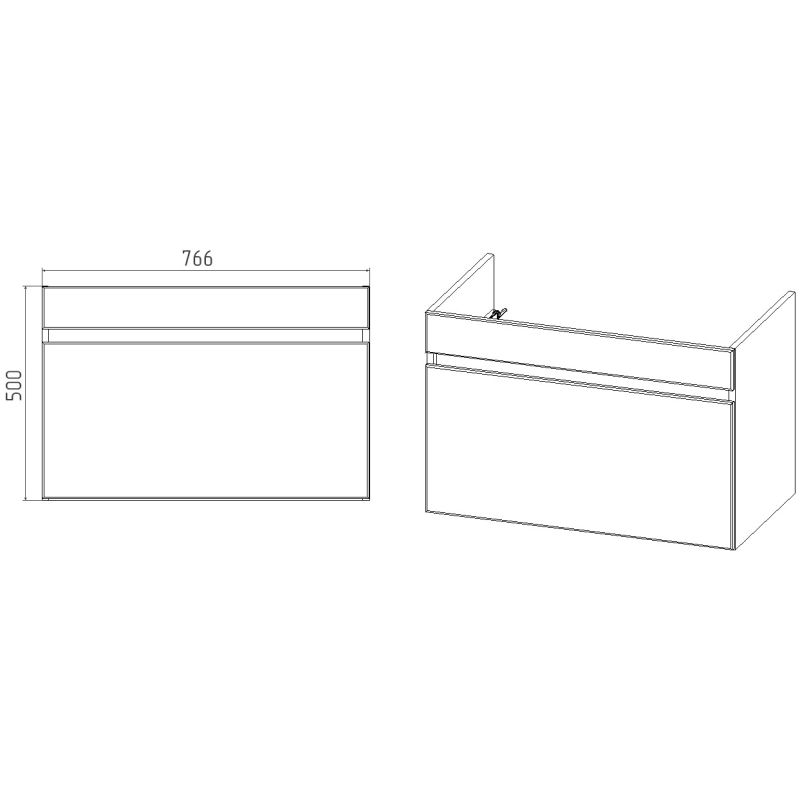 Тумба под раковину Viant Мальта 80 см, подвесная, цвет белый, дуб вотан, VMAL80CO-T1YP