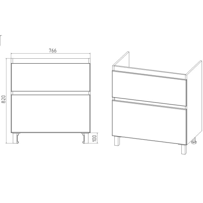 Тумба под раковину Viant Мальта 80 см, напольная, цвет белый, VMAL80COBEL-T2Y
