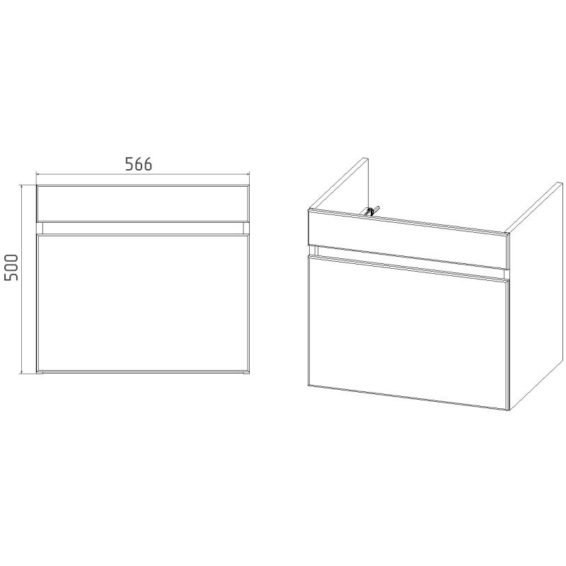Тумба под раковину Viant Мальта 60 см, подвесная, цвет белый, VMAL60COBEL-T1YP