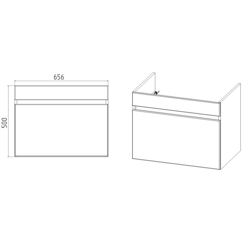 Тумба под раковину Viant Мальта 70 см, подвесная, цвет белый, VMAL70COBEL-T1YP