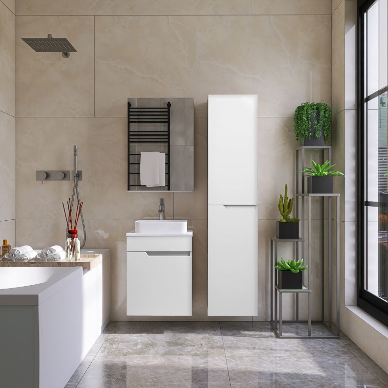 Тумба под раковину Viant Куба 57.4 см, подвесная, со столешницей, цвет белый, VKUB57N-T1STP