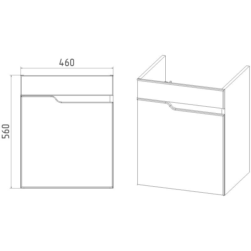 Тумба под раковину Viant Куба 50 см, подвесная, цвет белый, VKUB50CO-T1STP