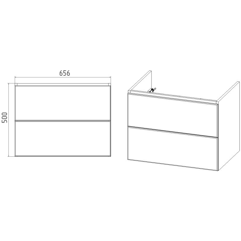 Тумба под раковину Viant София 70 см, подвесная, цвет белый, VSOF70CO-T2YP