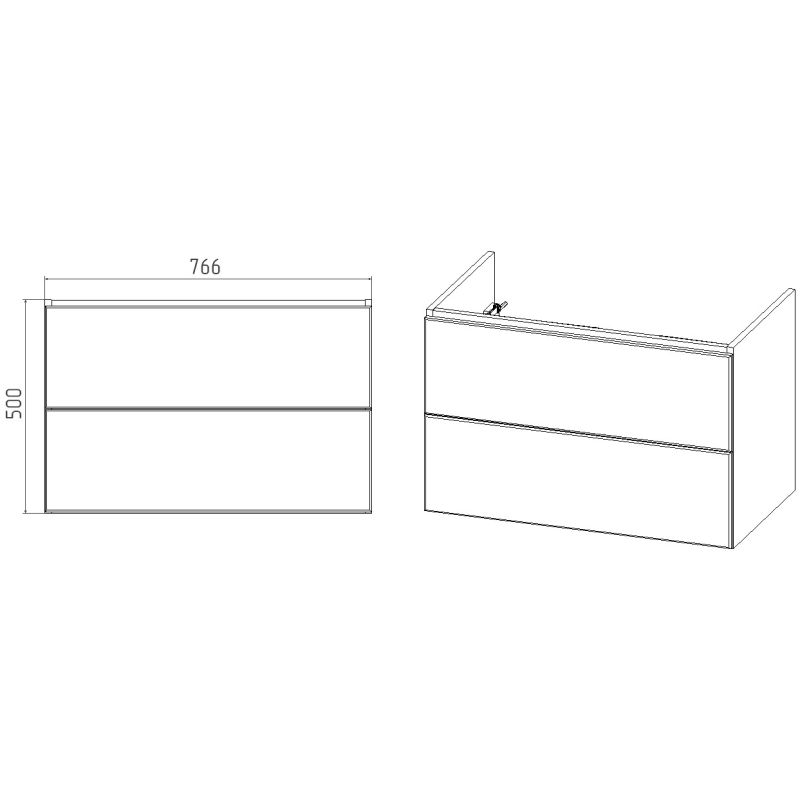 Тумба под раковину Viant София 80 см, подвесная, цвет белый, VSOF80CO-T2YP