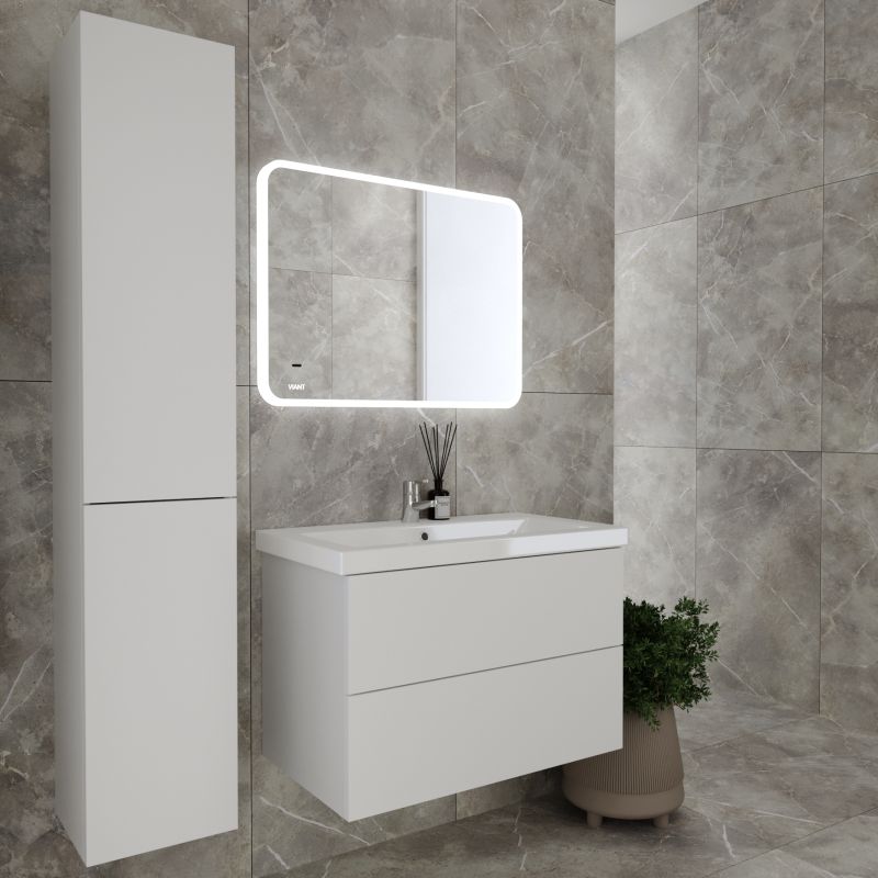 Тумба под раковину Viant София 80 см, подвесная, цвет белый, VSOF80CO-T2YP