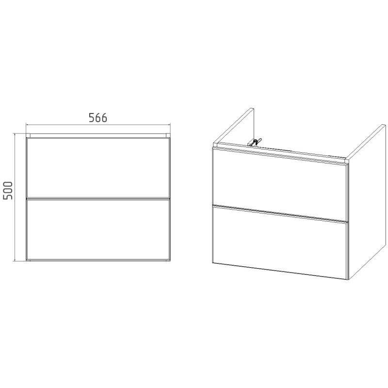 Тумба под раковину Viant София 60 см, подвесная, цвет графит, VSOF60COG-T2YP
