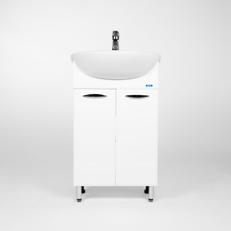 Тумба под раковину Viant Прага 55 см, напольная, цвет белый, VPRA55ER-T2ST