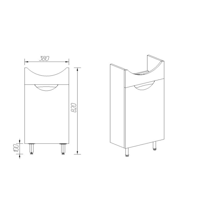 Тумба под раковину Viant Барселона 40 см, напольная, цвет белый, VBAR40AZ-T1ST