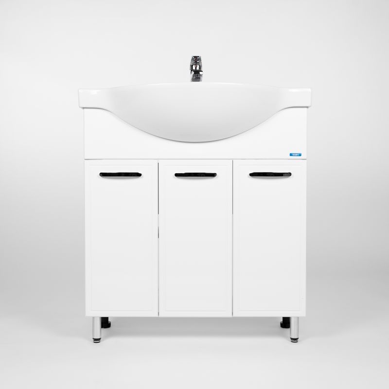 Тумба под раковину Viant Милан 80 см, напольная, цвет белый, VMIL80ER-T3ST