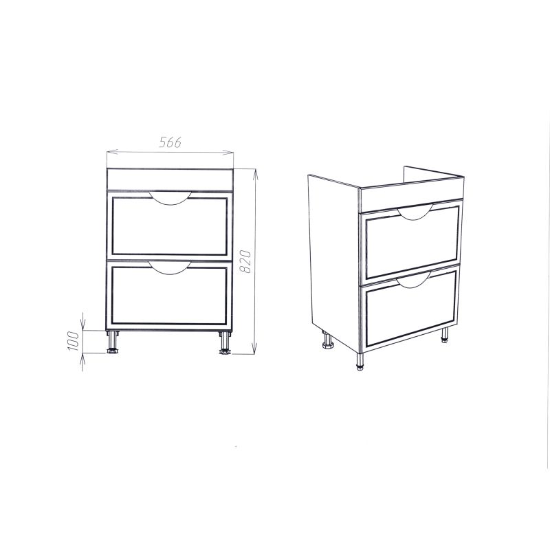 Тумба под раковину Viant Лима 60 см, напольная, цвет белый, VLIM60CO-T2Y