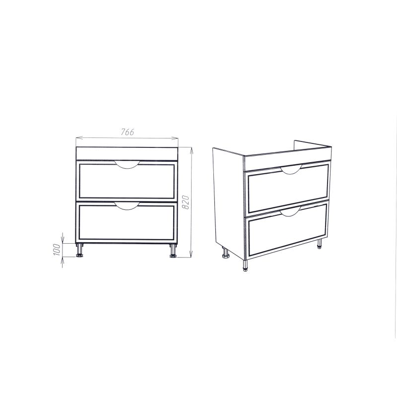 Тумба под раковину Viant Лима 80 см, напольная, цвет белый, VLIM80CO-T2Y