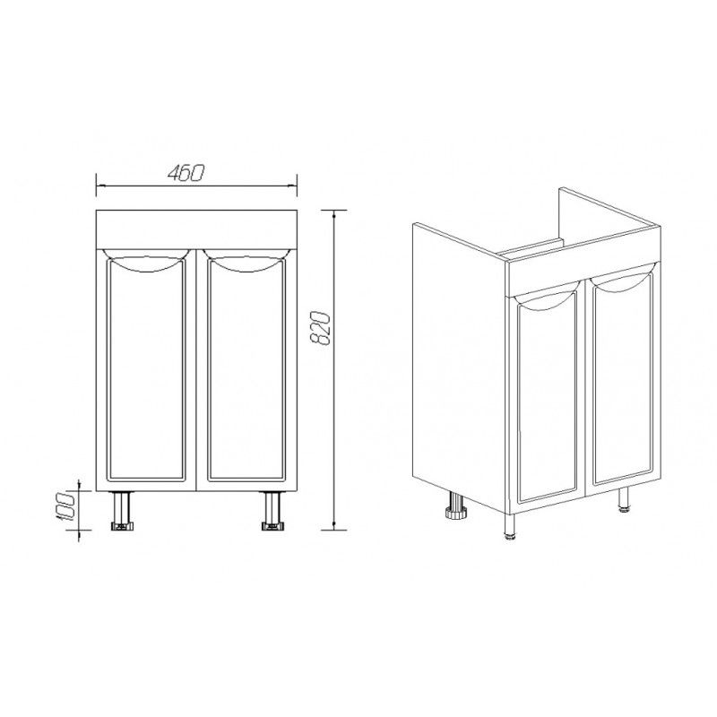 Тумба под раковину Viant Лима 50 см, напольная, цвет белый, VLIM50CO-T2ST