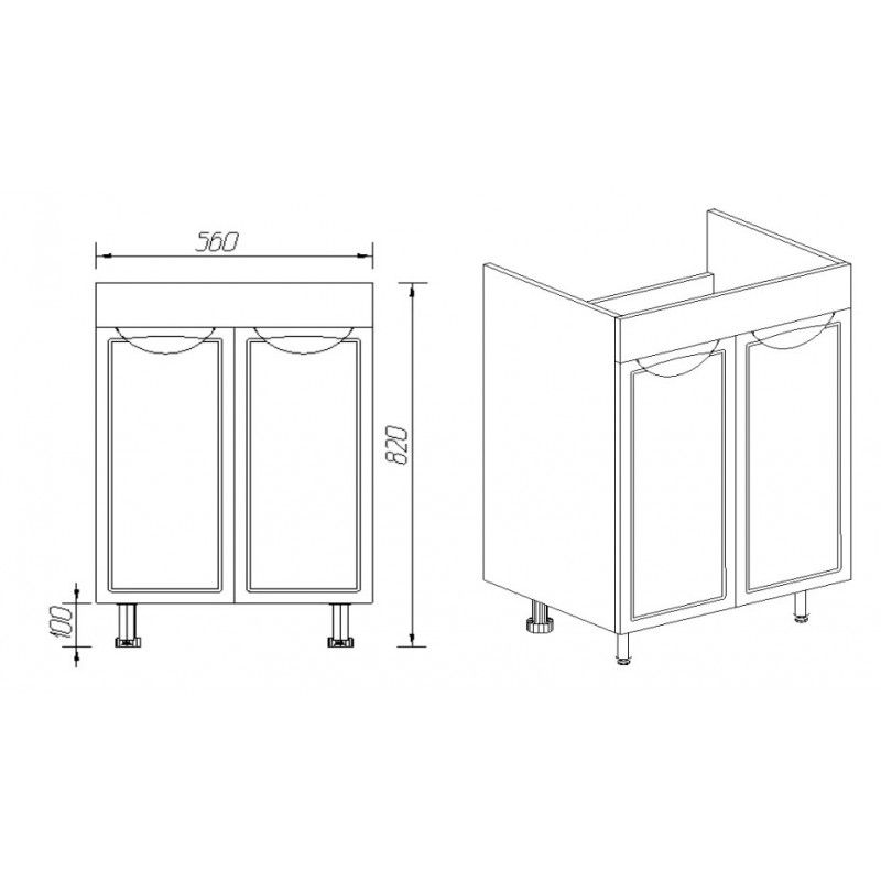 Тумба под раковину Viant Лима 60 см, напольная, цвет белый, VLIM60CO-T2ST
