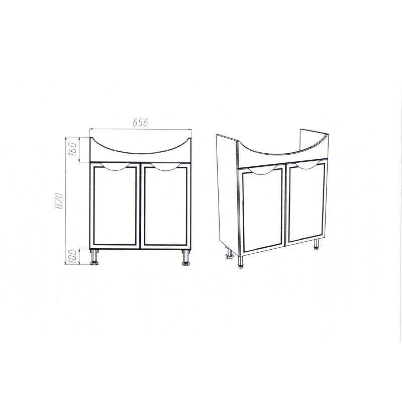 Тумба под раковину Viant Лима 70 см, напольная, цвет белый, VLIM70BA-T2ST