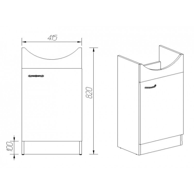 Тумба под раковину Viant Рио 45 см, напольная, цвет белый, VRIO45AZ-T1ST