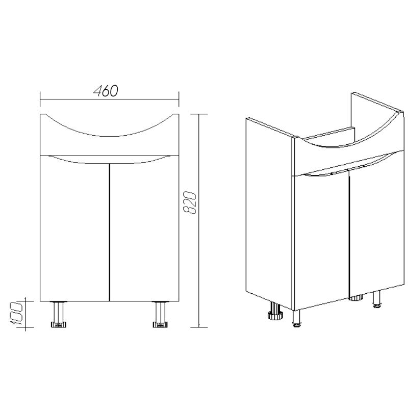 Тумба под раковину Viant Рио 50 см, напольная, цвет белый, VRIO50BA-T2ST