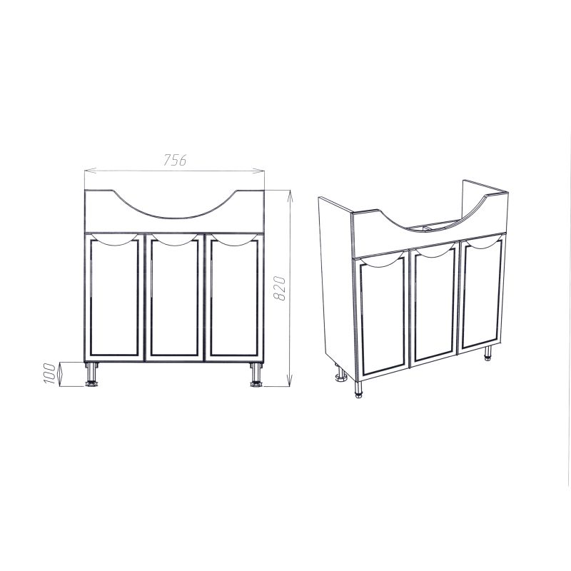 Тумба под раковину Viant Лима 100 VLIM100EN-T3ST