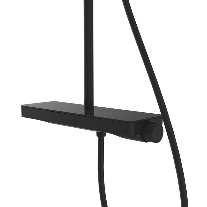 Душевая стойка Vincea  Inspire VSFS-3I12TMB термостатическая с изливом, 30см верх.душ, черный