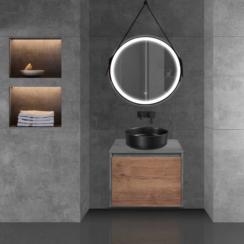 Тумба под раковину Vincea Mesa 60 VMC-2MS600TB подвесная T.Oak Beton