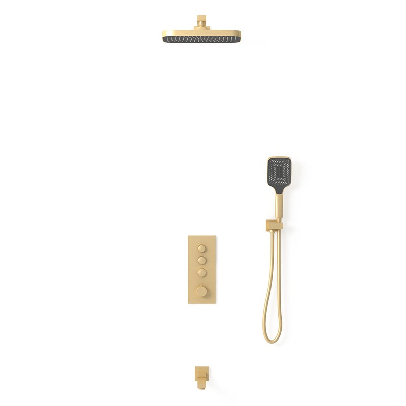 Душевой комплект Vincea  VSFW-433T1BG встраиваемый, термостатический, 3 режима, брашированное золото