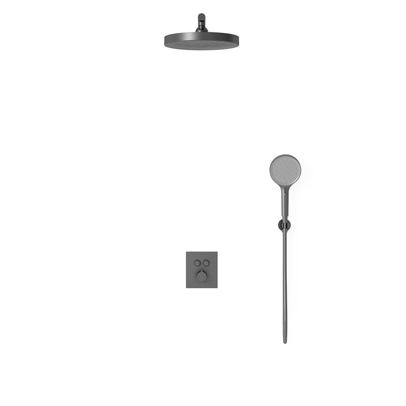 Душевой комплект Vincea  Inspire VSFW-3I21T2GM встраиваемый, термостатический, 2 режима, вороненая сталь