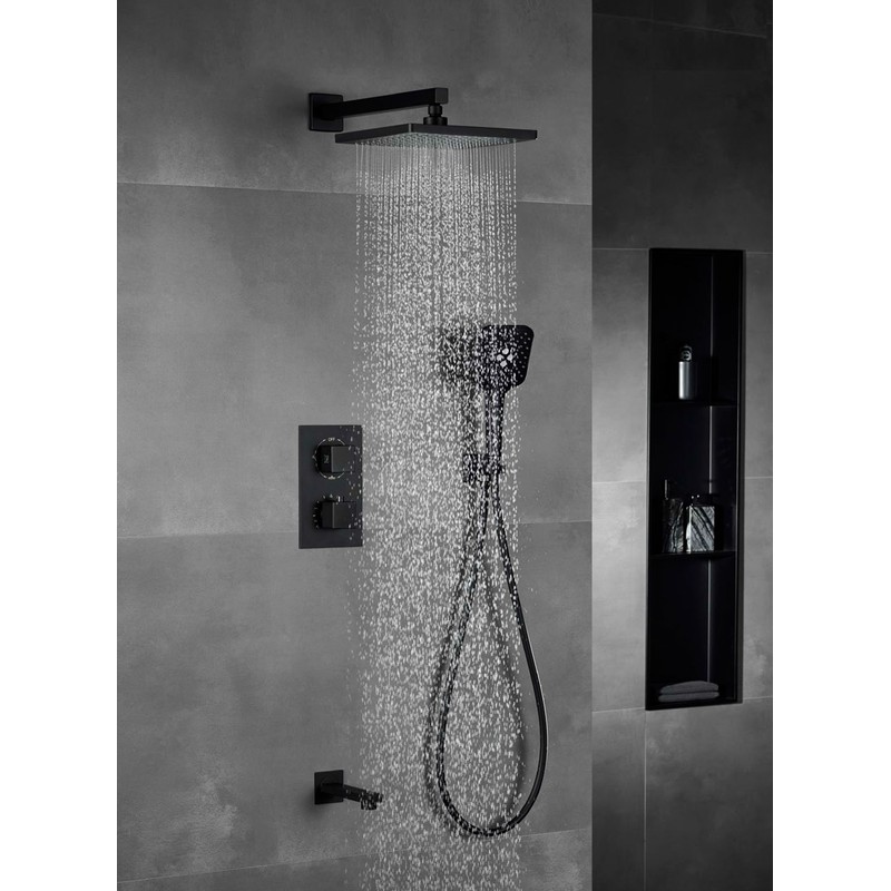 Душевой комплект Vincea  Next VSFW-1N3TMB термостатический встраиваемый, трехрежимный, черный