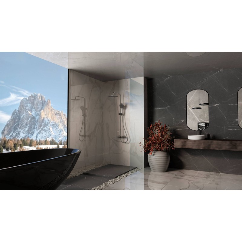 Душевая стойка Vincea  Rondo VSFS-1R1GM с изливом, вороненая сталь