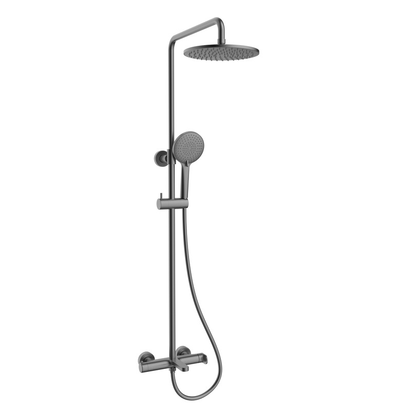 Душевая стойка Vincea  Rondo VSFS-1R1GM с изливом, вороненая сталь