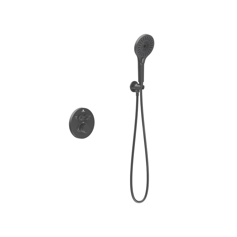 Душевой комплект Vincea  Inspire VSFW-3I22MT5GM встраиваемый, термостат, двухрежимный, вороненая сталь