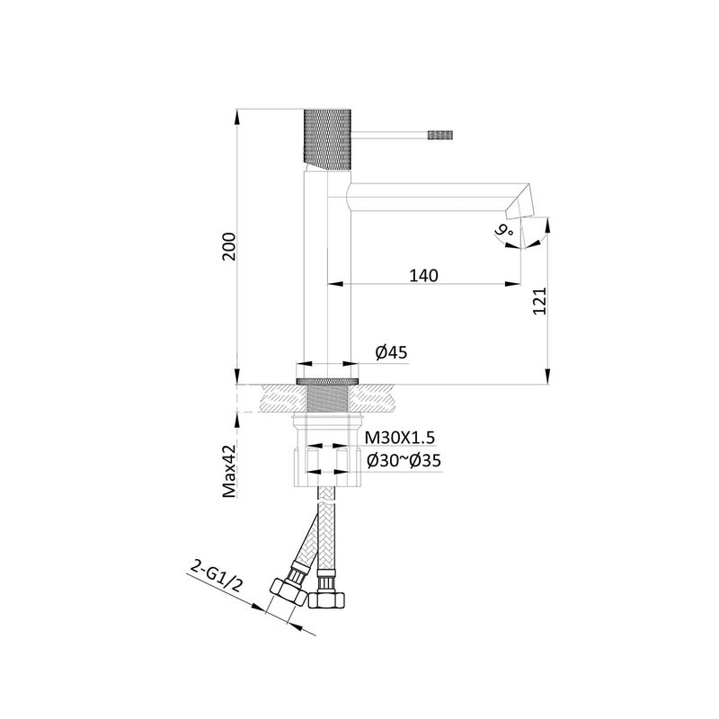 Смеситель для раковины Vincea Desire VBF-1D1GM , вороненая сталь