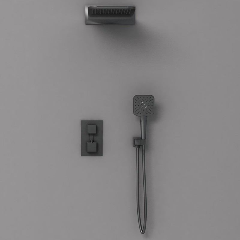 Душевой комплект Vincea  VSFW-103TMB термостатический встраиваемый, двухрежимный, черный