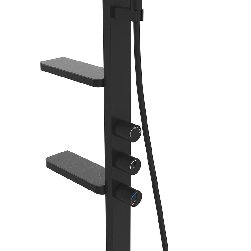 Душевая стойка Vincea  Inspire VSFS-3I11MB с изливом, 30см верх душ, черный